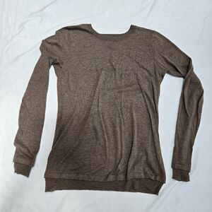 Inhabit Chocolate Brown 100% Cotton Long Sleeve Crewneck Knit Sweater